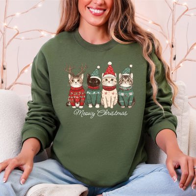 Meowy Christmas Santa Cats Paws Cozy Feline Cheer For Pet Lovers Everywhere Sweatshirt