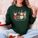 XL Forest Green Meowy Christmas Santa Cats Paws Cozy Feline Cheer For Pet Lovers Everywhere Sweatshirt