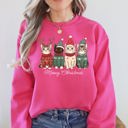 Medium Heliconia Bright Pink Meowy Christmas Santa Cats Paws Cozy Feline Cheer For Pet Lovers Everywhere Sweatshirt