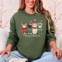 Large Military Green Meowy Christmas Santa Cats Paws Cozy Feline Cheer For Pet Lovers Everywhere Sweatshirt