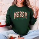 XL Forest Green Merry And Bright Christmas Checkered Retro Festive Cozy Vintage Inspired Seasonal Holiday Cheer Sweatshirt