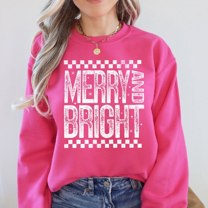 Meowy Christmas Merry And Bright Retro Vintage Festive Cozy Warm Winter Holiday Graphic Sweatshirt