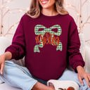 Medium Maroon Merry Bow Christmas Ribbon Retro Santa Festive Holiday Cheer Cozy Seasonal Sweatshirt