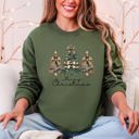 Small Military Green Merry Christmas, Christmas Trees, Ribbons, Bows Illustrated Design Pattern Sweatshirt