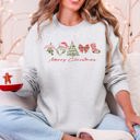 Small Ash Light Gray Merry Christmas Santa Retro Vintage Festive Gingerbread Cheer Nostalgic Throwback Sweatshirt