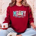  Merry Christmas Varsity Santa Christmas Tree Pink Pattern Retro Checkered Sweatshirt