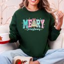 XXL Forest Green Merry Christmas Varsity Santa Christmas Tree Pink Pattern Retro Checkered Sweatshirt