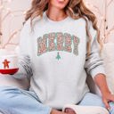 XXXL Ash Light Gray Merry Leopard Print Varsity Santa Christmas Tree Gingerbread Man Snowflakes Sweatshirt