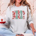 Large Ash Light Gray Merry Varsity Santa Checkered Christmas Vintage Edition Retro Holiday Sweatshirt