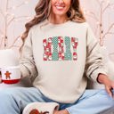 XXL Sand Merry Varsity Santa Checkered Christmas Vintage Edition Retro Holiday Sweatshirt