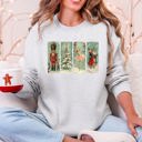 XXL Ash Light Gray Nutcracker Ballet Santa Christmas Retro Whimsical Holiday Graphic Cozy Sweatshirt