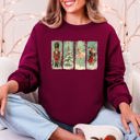 XXL Maroon Nutcracker Ballet Santa Christmas Retro Whimsical Holiday Graphic Cozy Sweatshirt