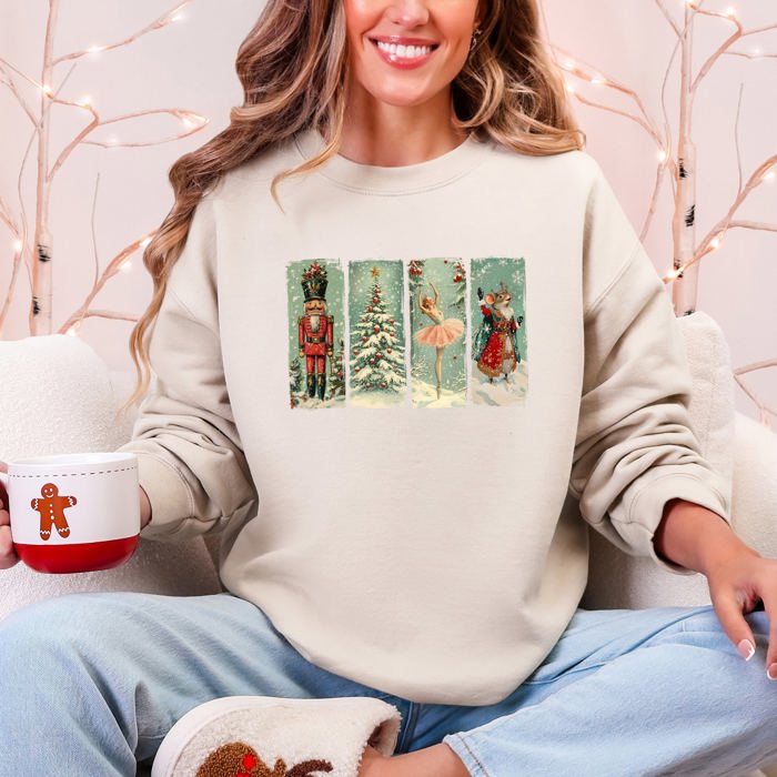 Nutcracker Ballet Santa Christmas Retro Whimsical Holiday Graphic Cozy Sweatshirt