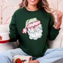 XXXL Forest Green Retro Santa Christmas Stripes Nostalgic Holiday Print With Classic Vintage Charm Edition Sweatshirt