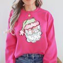 XXXL Heliconia Bright Pink Retro Santa Christmas Stripes Nostalgic Holiday Print With Classic Vintage Charm Edition Sweatshirt