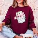 Medium Maroon Retro Santa Christmas Stripes Nostalgic Holiday Print With Classic Vintage Charm Edition Sweatshirt