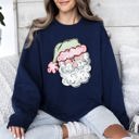 Small Navy Retro Santa Christmas Stripes Nostalgic Holiday Print With Classic Vintage Charm Edition Sweatshirt
