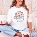 XXXL White Retro Santa Christmas Stripes Nostalgic Holiday Print With Classic Vintage Charm Edition Sweatshirt