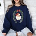 Medium Navy Retro Santa Christmas Vintage Festive Nostalgic Holiday Cheer Old Fashioned Christmas Charm Classic Seasonal Sweatshirt