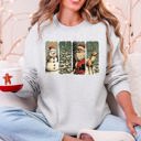 XL Ash Light Gray Santa Snowman Christmas Tree Reindeer Holiday Icons Cozy Festive Seasonal Sweatshirt