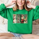 Large Irish Bright Green Santa Snowman Christmas Tree Reindeer Holiday Icons Cozy Festive Seasonal Sweatshirt