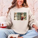 Small Sand Santa Snowman Christmas Tree Reindeer Holiday Icons Cozy Festive Seasonal Sweatshirt