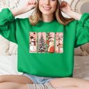 Large Irish Bright Green Santa Snowman Reindeer Christmas Tree Retro Vintage Inspired Festive Design Graphic Sweatshirt