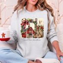 Small Ash Light Gray Small Town Christmas, Country, Farm Life, Santa Cozy Holiday Festive Farmhouse Charm Sweatshirt