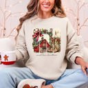 Large Sand Small Town Christmas, Country, Farm Life, Santa Cozy Holiday Festive Farmhouse Charm Sweatshirt