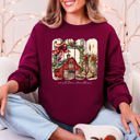 XXXL Maroon Small Town Christmas, Country, Farm Life, Santa Cozy Holiday Festive Farmhouse Charm Sweatshirt