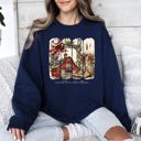 XXL Navy Small Town Christmas, Country, Farm Life, Santa Cozy Holiday Festive Farmhouse Charm Sweatshirt