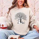 Small Sand Snowman Dog Christmas Holiday Scene Retro Snowflake Pet Portrait Graphic Sweatshirt