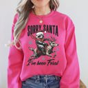 XL Heliconia Bright Pink Sorry Santa, I've Been Feral, Christmas Raccoon Holiday Mischief Collection Sweatshirt