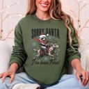 XXL Military Green Sorry Santa, I've Been Feral, Christmas Raccoon Holiday Mischief Collection Sweatshirt