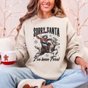 Large Sand Sorry Santa, I've Been Feral, Christmas Raccoon Holiday Mischief Collection Sweatshirt