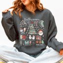 Large Dark Gray Heather Tis The Season Christmas Santa Tree Snowman Cookies Gifts Cozy Holiday Sweatshirt
