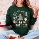 Large Forest Green Tis The Season Christmas Santa Tree Snowman Cookies Gifts Cozy Holiday Sweatshirt