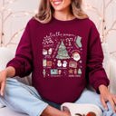 Large Maroon Tis The Season Christmas Santa Tree Snowman Cookies Gifts Cozy Holiday Sweatshirt
