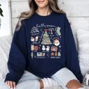 XXXL Navy Tis The Season Christmas Santa Tree Snowman Cookies Gifts Cozy Holiday Sweatshirt