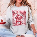 Medium Ash Light Gray Tis The Season Dancing Santa Geese Christmas Parade Vintage Holiday Party Retro Sweatshirt