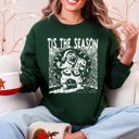 Large Forest Green Tis The Season Dancing Santa Geese Christmas Parade Vintage Holiday Party Retro Sweatshirt