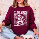 Large Maroon Tis The Season Dancing Santa Geese Christmas Parade Vintage Holiday Party Retro Sweatshirt