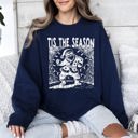 XXL Navy Tis The Season Dancing Santa Geese Christmas Parade Vintage Holiday Party Retro Sweatshirt