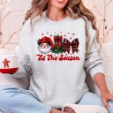 XL Ash Light Gray Tis The Season Santa Christmas Tree Checkered Bow Ribbon Holiday Cheer Festive Collection Sweatshirt