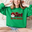 Medium Irish Bright Green Tis The Season Santa Christmas Tree Checkered Bow Ribbon Holiday Cheer Festive Collection Sweatshirt