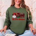XL Military Green Tis The Season Santa Christmas Tree Checkered Bow Ribbon Holiday Cheer Festive Collection Sweatshirt