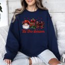 Small Navy Tis The Season Santa Christmas Tree Checkered Bow Ribbon Holiday Cheer Festive Collection Sweatshirt