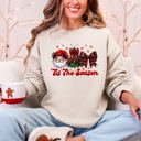 XXXL Sand Tis The Season Santa Christmas Tree Checkered Bow Ribbon Holiday Cheer Festive Collection Sweatshirt