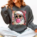  Vintage Santa Sketched Christmas Bubble Gum Illustration Retro Cozy Festive Seasonal Sweatshirt