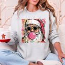  Vintage Santa Sketched Christmas Bubble Gum Illustration Retro Cozy Festive Seasonal Sweatshirt